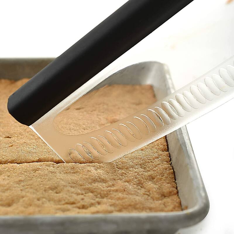 Norpro 13.75" Wide Grip-Ez Pizza / Dessert Slicer with Scallops - Curved Rocker Blade Pizza Cutter