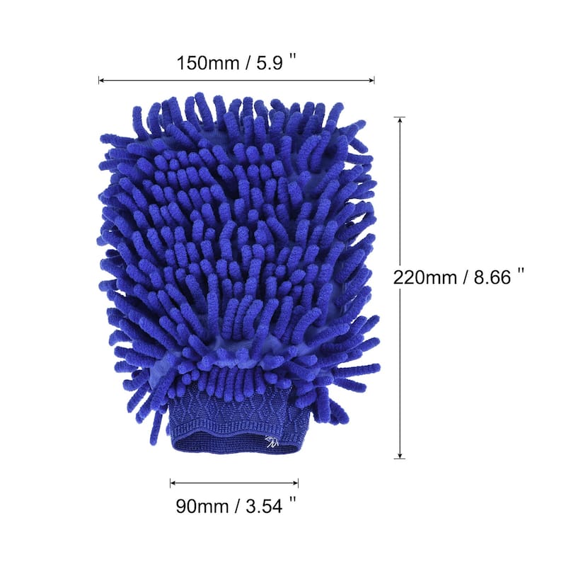 Microfiber Soft Chenille Wash Mitten Dusting Glove for House Cleaning - Dark Blue