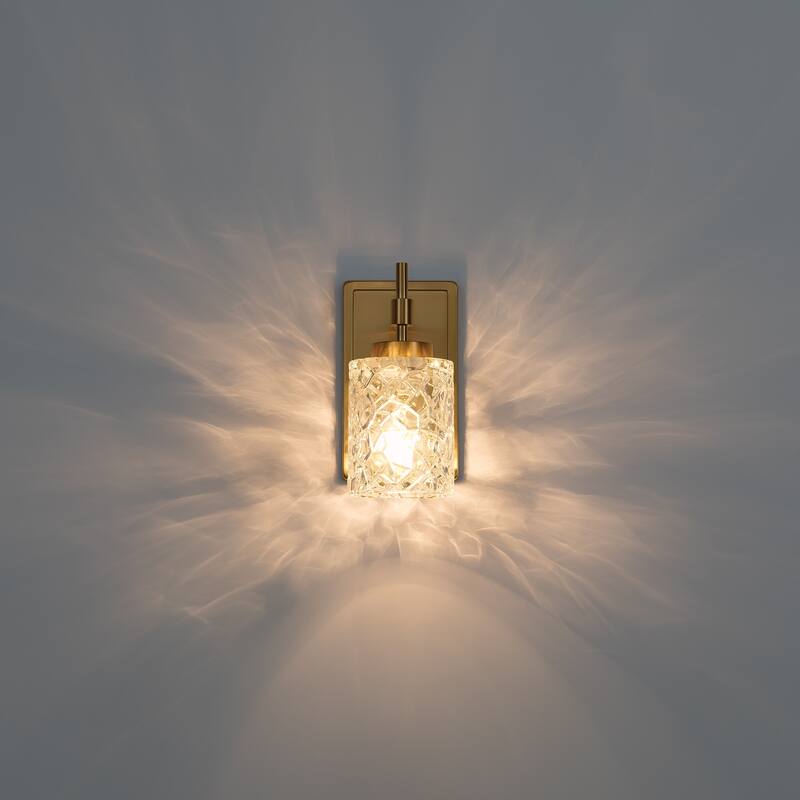 Acroma Single Light Wall Sconce with Water Ripple Glass Shade