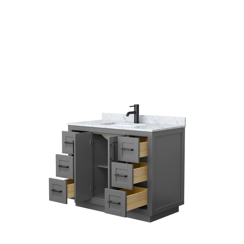 Miranda Single Vanity Set, White Carrara Marble Top, No Mirror