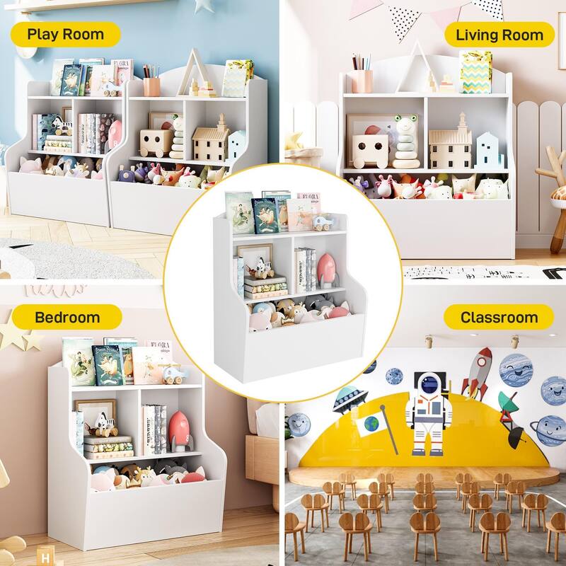 3-Tier Toy Storage Cabinet and Bookcase