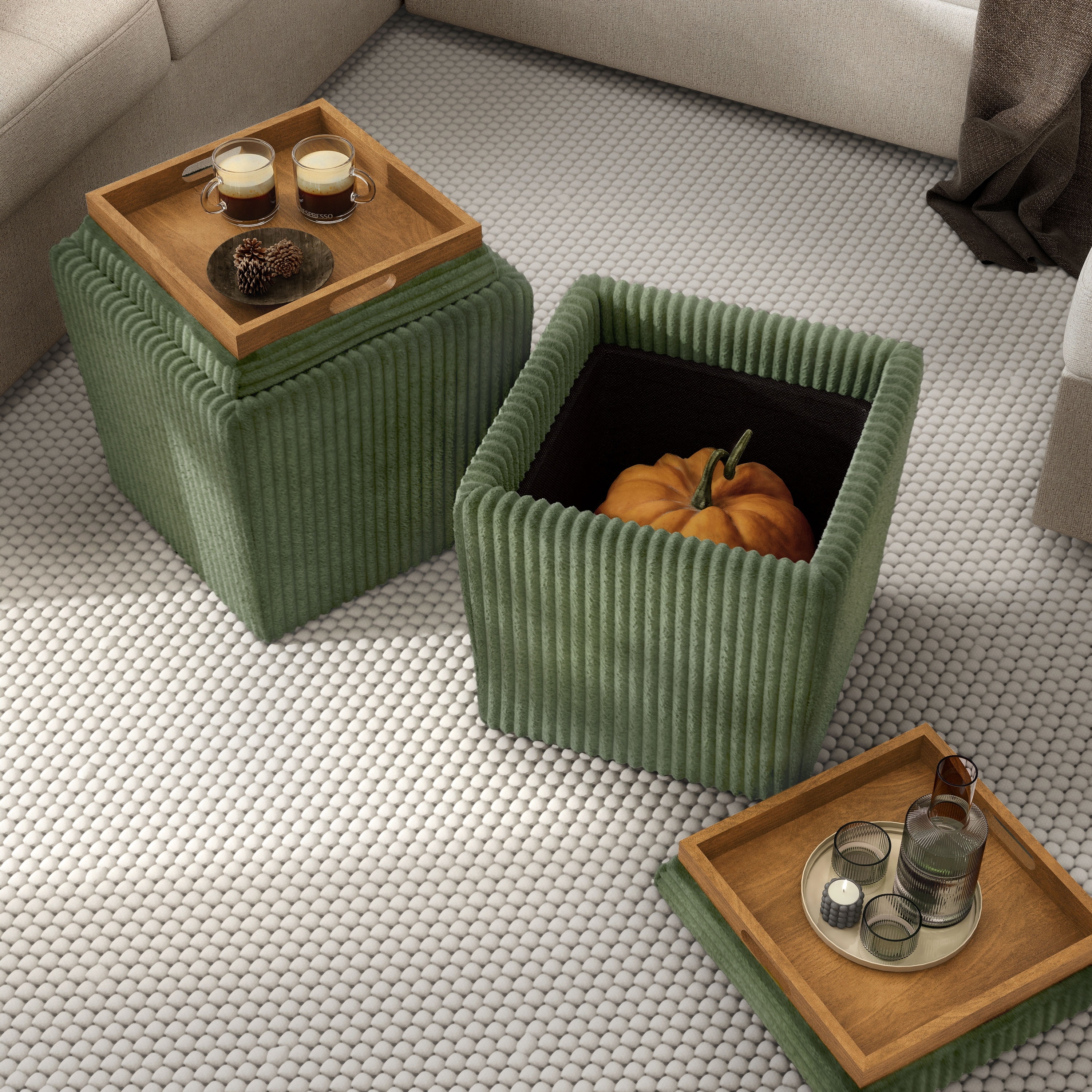 Furniture of America Elyndra 17-inch Square Chenille Storage