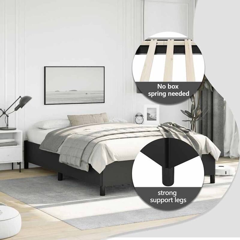 vidaXL Bed Frame, Faux Leather, No Mattress