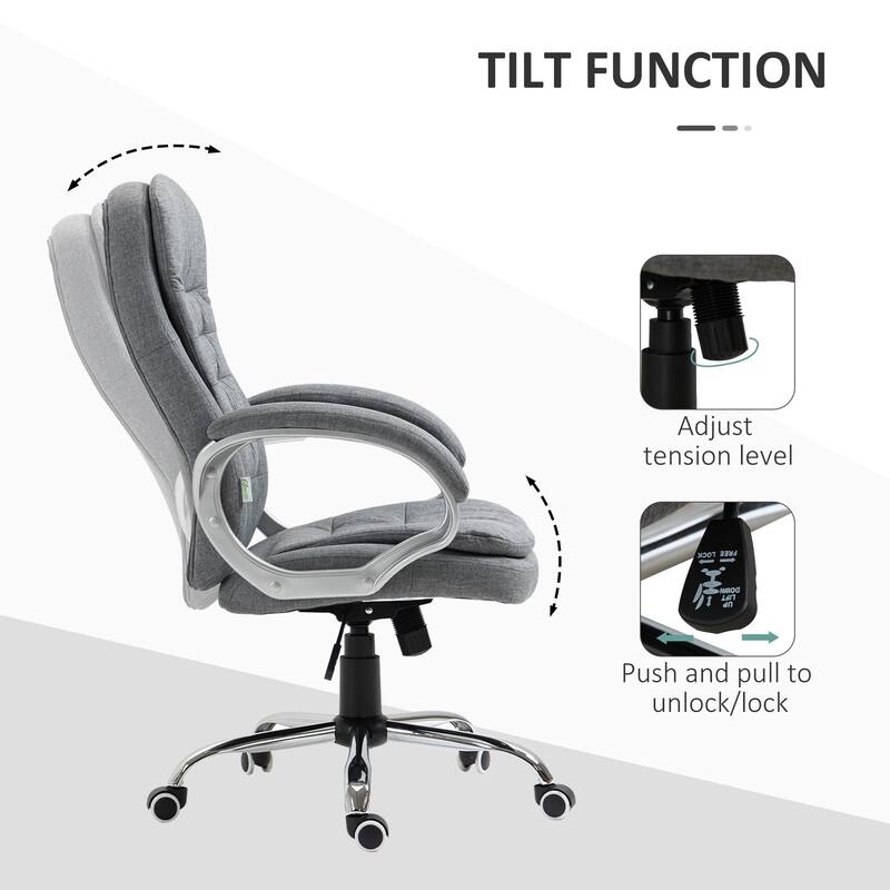 Modern High-Back Office Executive Computer Chair with Lumbar Support and Padded Wide Armrests, Adjustable Height, Gray