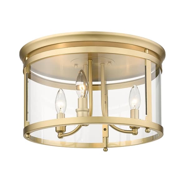slide 2 of 6, Golden Lighting Payton 3-light Flush Mount in Matte Black Brushed Champagne Bronze with Clear Glass