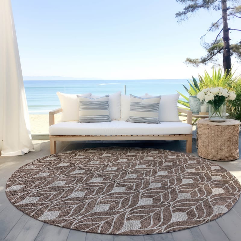 Machine Washable Indoor/ Outdoor Chantille Contempoary Geo Rug - Chocolate - 8' x 8'