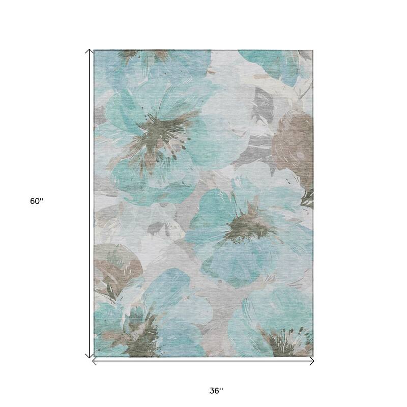 HomeRoots Floral Transitional Rectangle Outdoor Rug