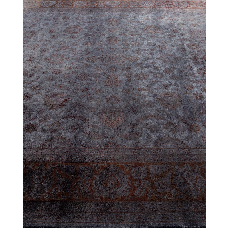 Overton Hand Knotted Wool Vintage Inspired Modern Contemporary Overdyed Gray Area Rug - 8' 4" x 10' 4"