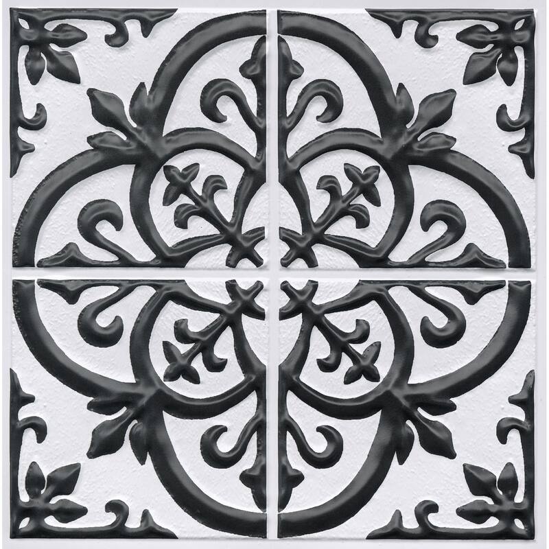 InHome Black & White Mason Peel & Stick Embossed Tile Backsplash