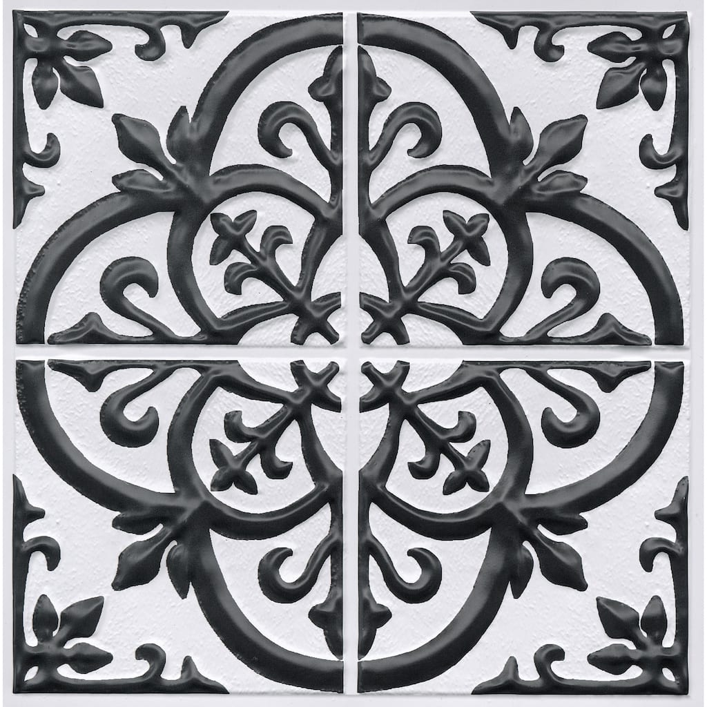 InHome Black & White Mason Peel & Stick Embossed Tile Backsplash