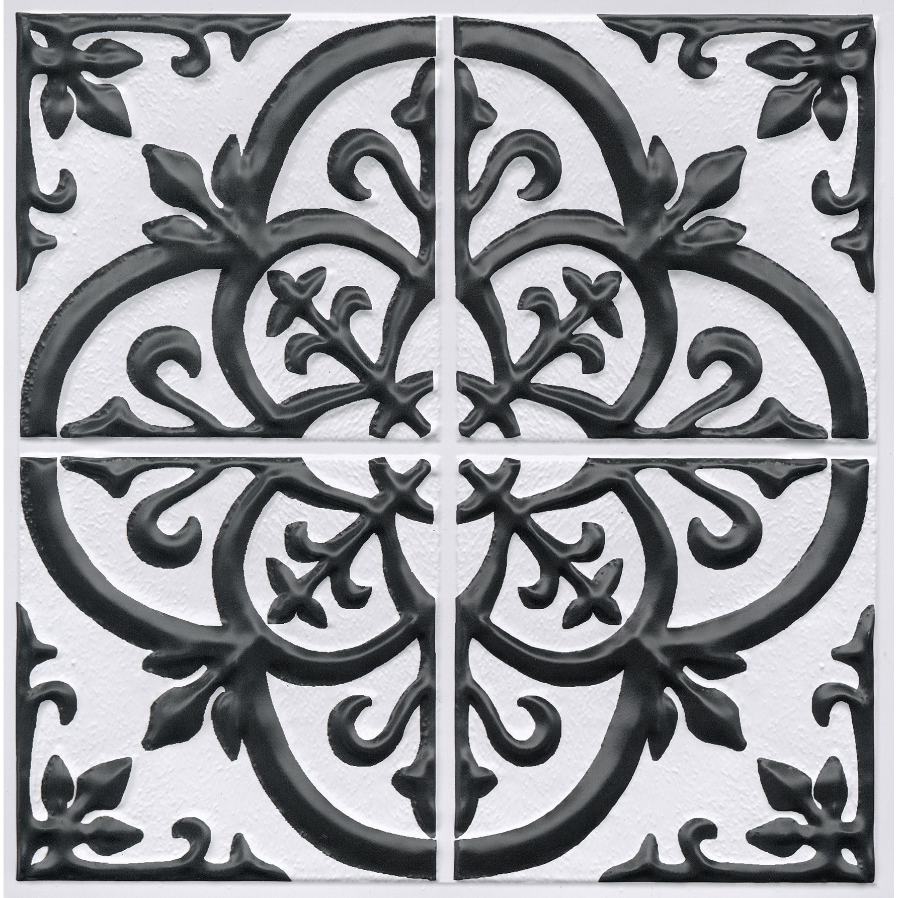 InHome Black & White Mason Peel & Stick Embossed Tile Backsplash