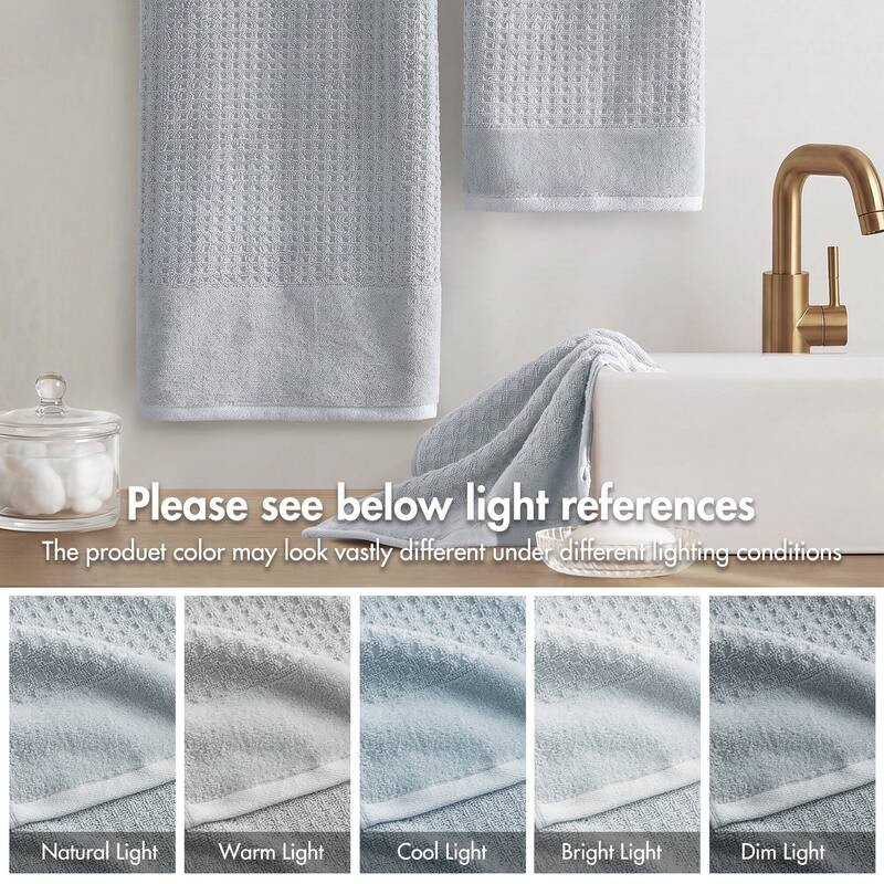Madison Park Spa Waffle Cotton Waffle Jacquard Antimicrobial Bath Towel 6 Piece Set