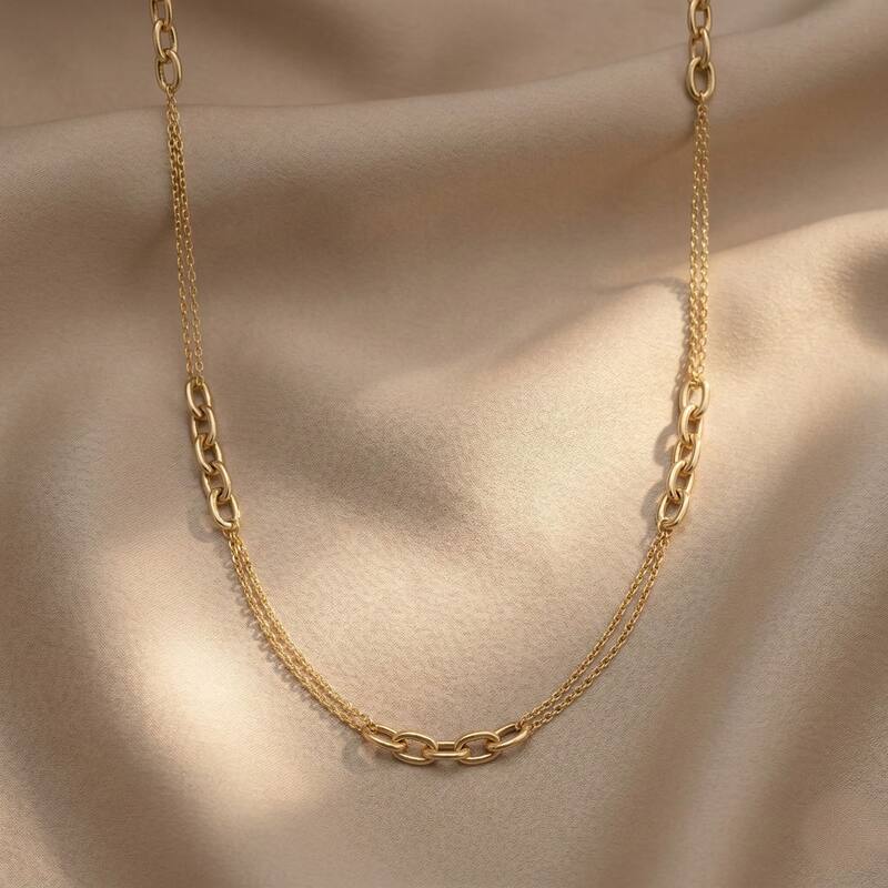 Fremada 10k Yellow Gold 5-Oval Fancy Link Station Necklace (18 Inch)