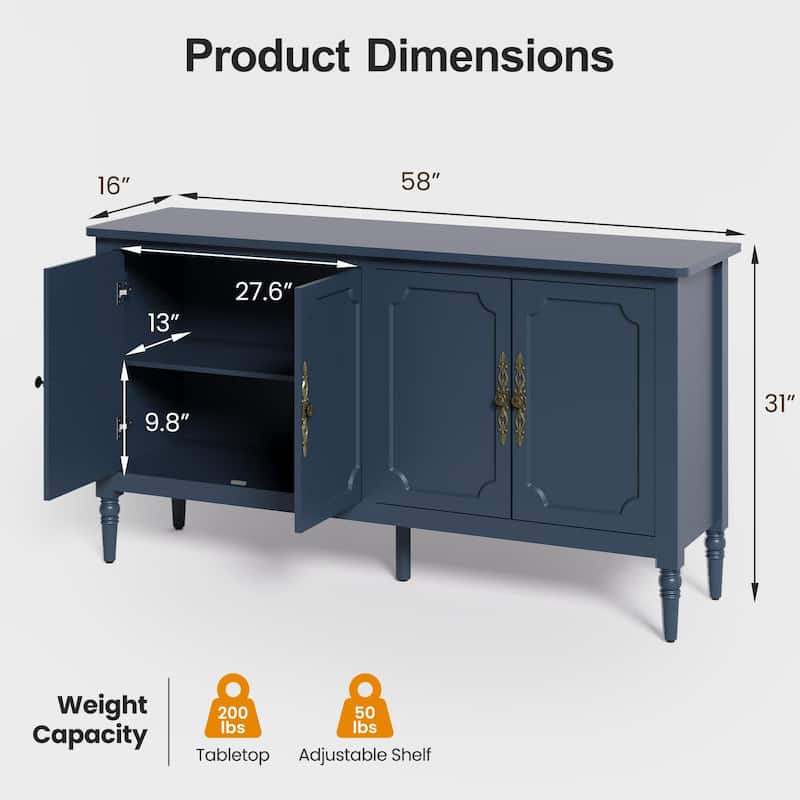58'' Accent Cabinet with 4 Doors