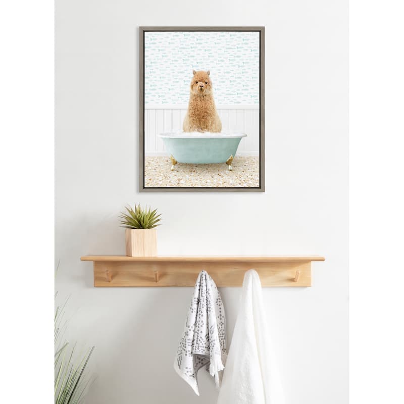 Kate and Laurel Sylvie Animal Bath Framed Canvas by Amy Peterson
