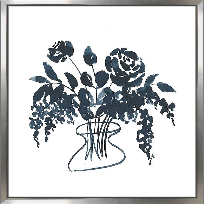 "Indigo Floral Study I" Print on Floating Canvas