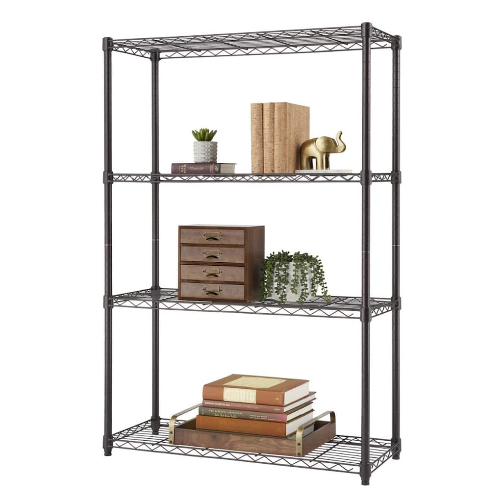 TRINITY 4-Tier 36x14x54 Commercial Wire Shelving, NSF, Dark Bronze