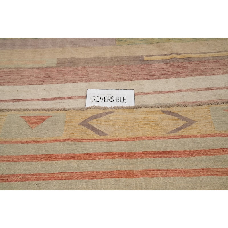 Hand Woven Oriental 100% Wool Carpet Southwestern Tribal Multi-Colored Kilim Area Rug - 12' 11'' X 10' 0''