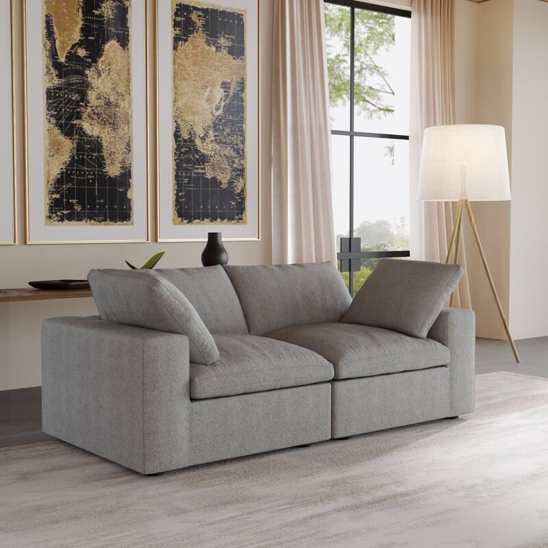 80.3" Linen Upholstered Sofa Mutiple Custions Loveseat Sofa