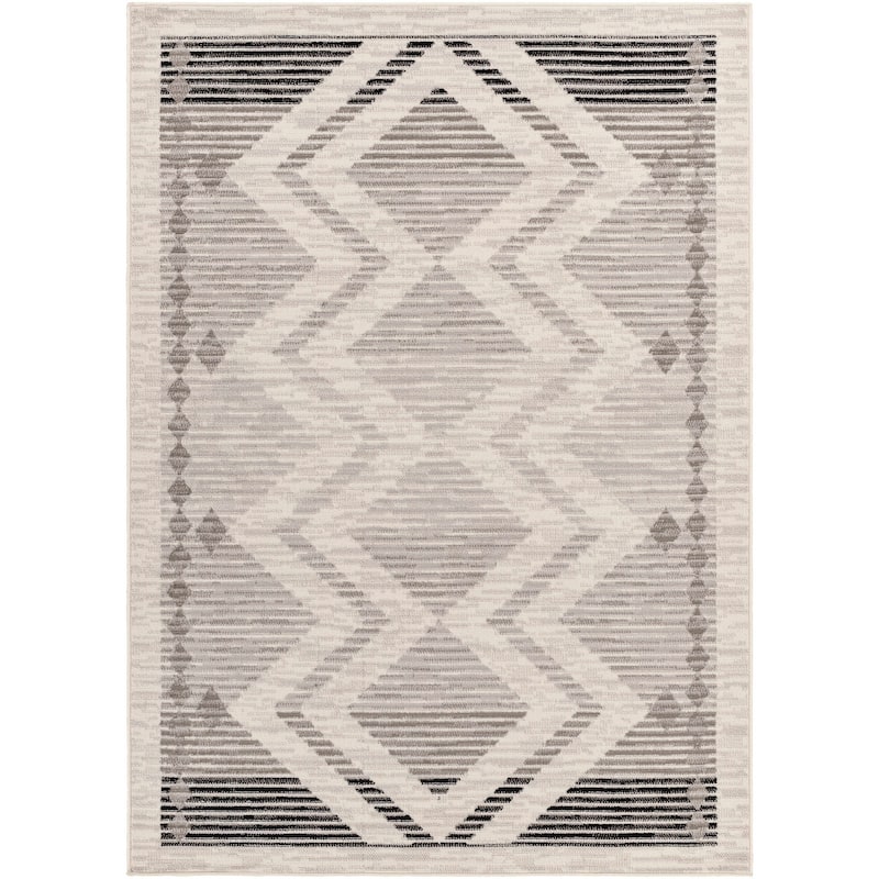 Hauteloom Rory Living Room, Bedroom Area Rug - Light Gray, Medium Gray, Charcoal - 5' x 7' - 5' x 7' - Light Gray, Medium Gray, Charcoal / Rory
