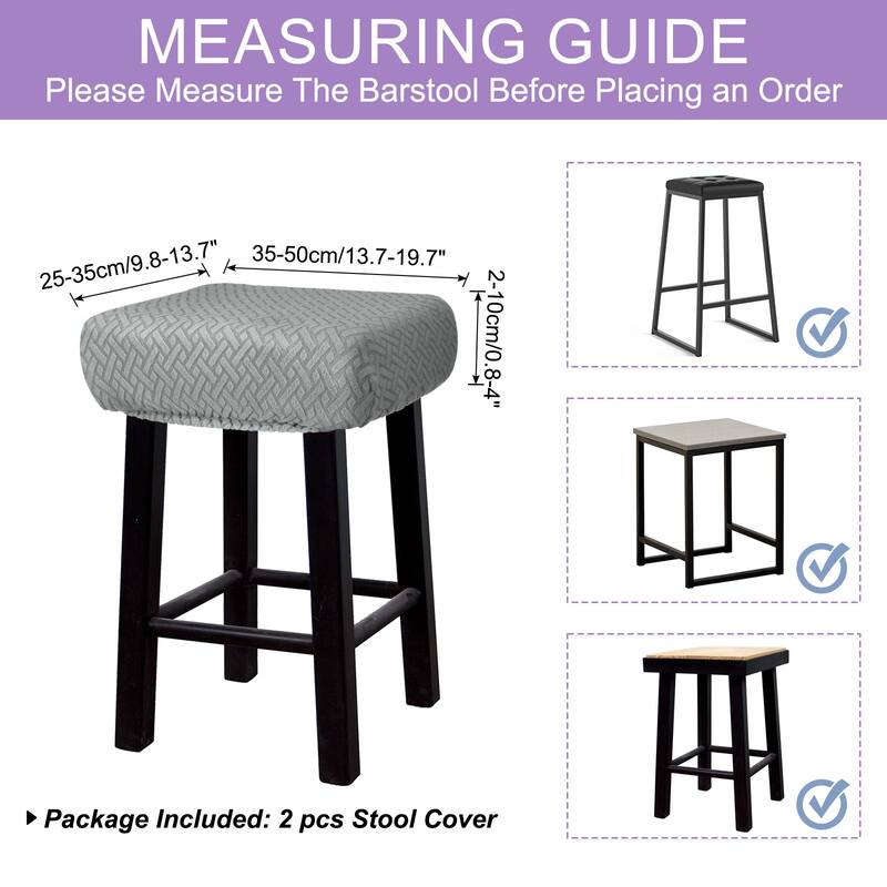 2pcs Stool Covers Rectangle, Bar Stool Covers Saddle Seat Cover - Light Grey