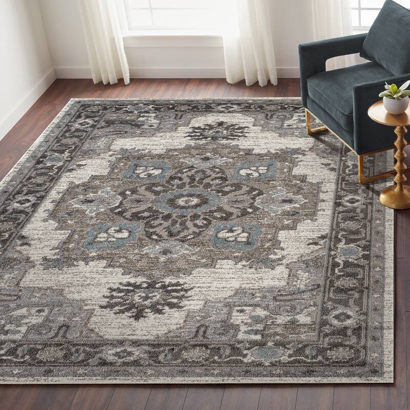 Aurelia Jess Taupe Medallion Area Rug - 4' x 6'