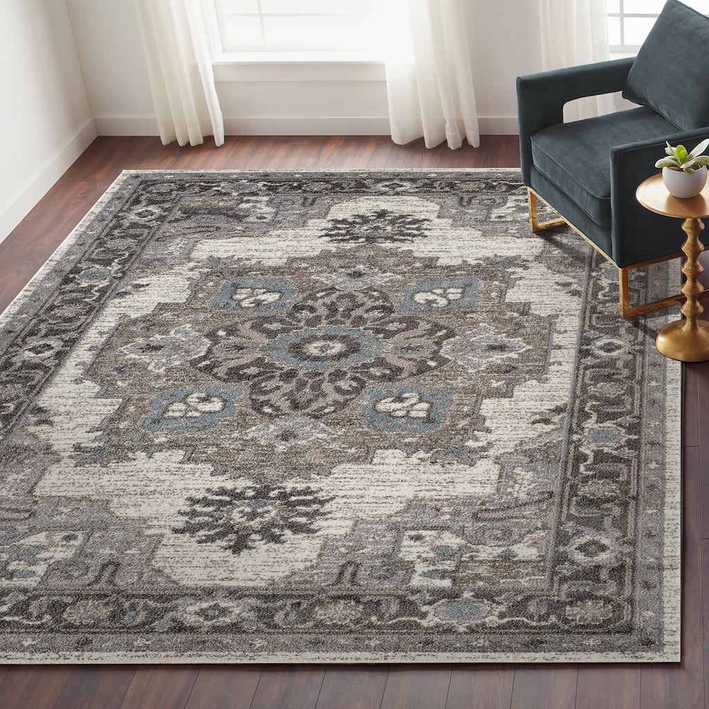 Aurelia Jess Taupe Medallion Area Rug