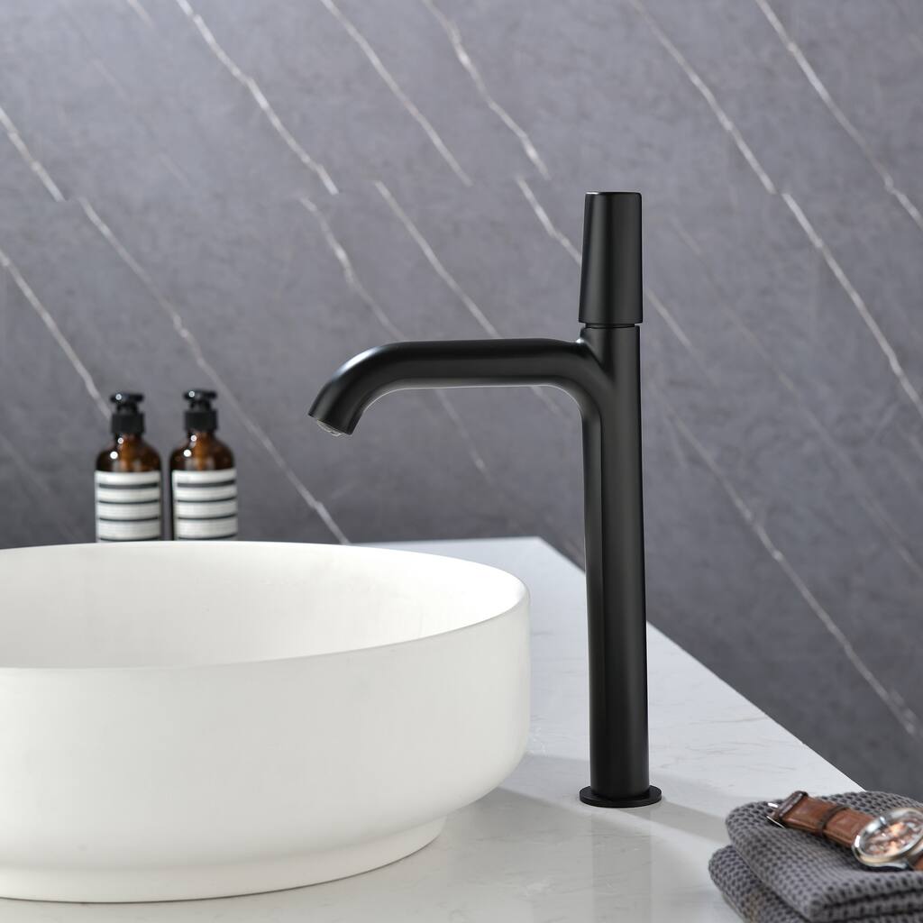 14 in.H Modern Matte Black/ Brushed Gold Single Handle Bathroom Faucet includes Hardware