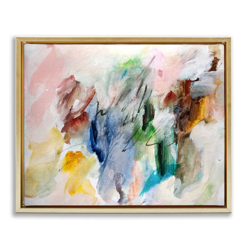 Stupell Earthy Pitter Patter Abstract Framed Floater Canvas Wall Art Design By Gemma Bardot - 31 x 25 - Gold
