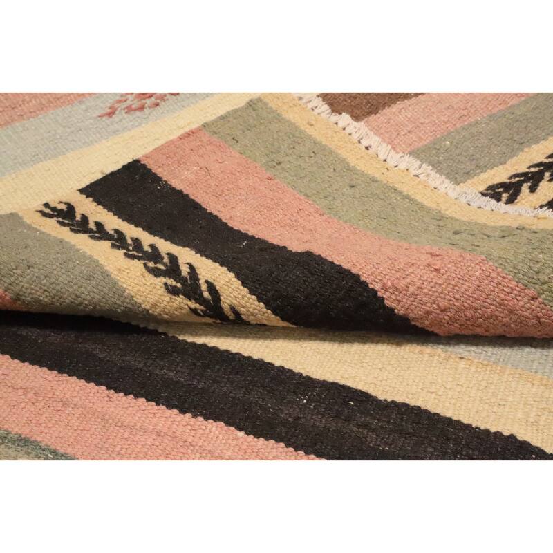 Hand Woven Oriental 100% Wool Carpet Southwestern Tribal Multi-Colored Kilim Area Rug - 10' 3'' X 6' 1''