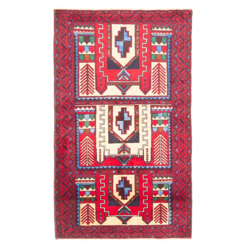 ECARPETGALLERY Hand-knotted Teimani Red Wool Rug - 2'9 x 4'8