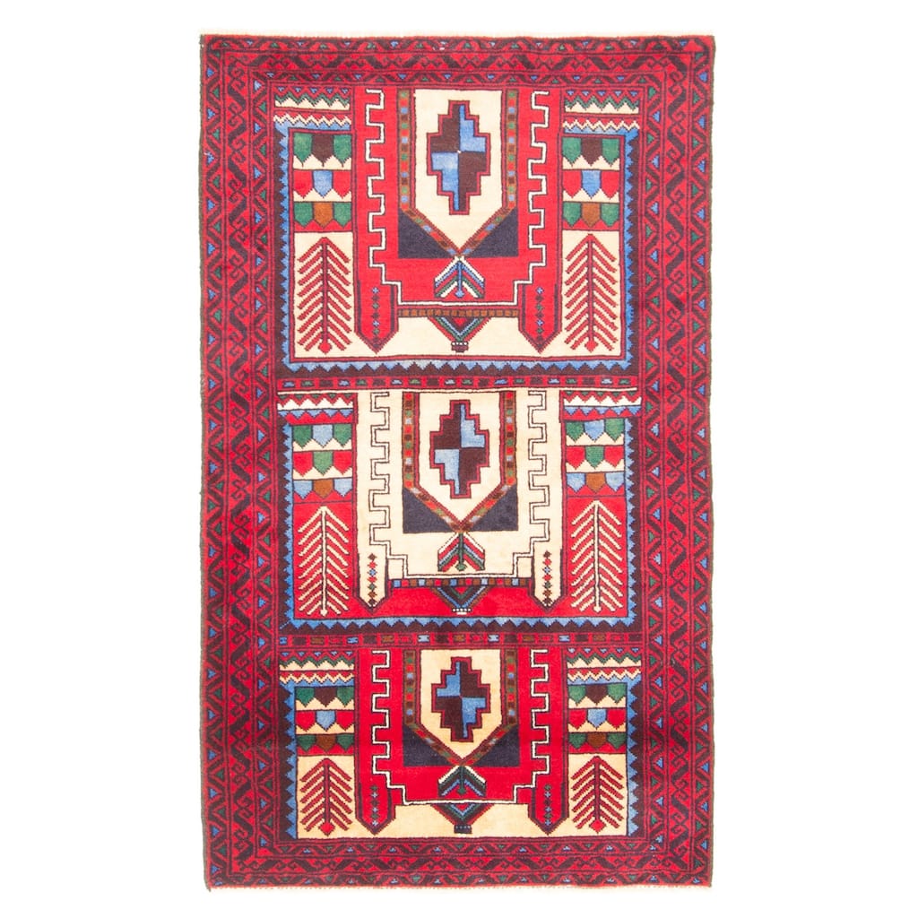 ECARPETGALLERY Hand-knotted Teimani Red Wool Rug - 2'9 x 4'8