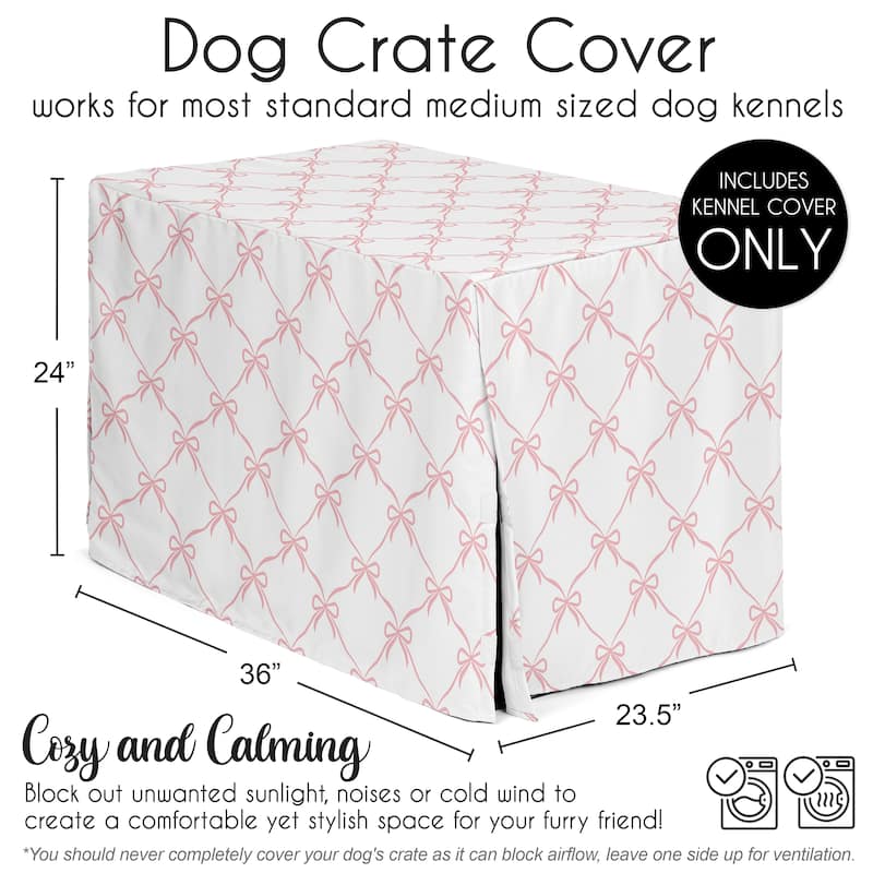 Sweet Jojo Designs Pink Bows Dog Crate Kennel Cover 36in. -Blush Elegant Bow for the Ballerina Ballet Dancer Princess Collection