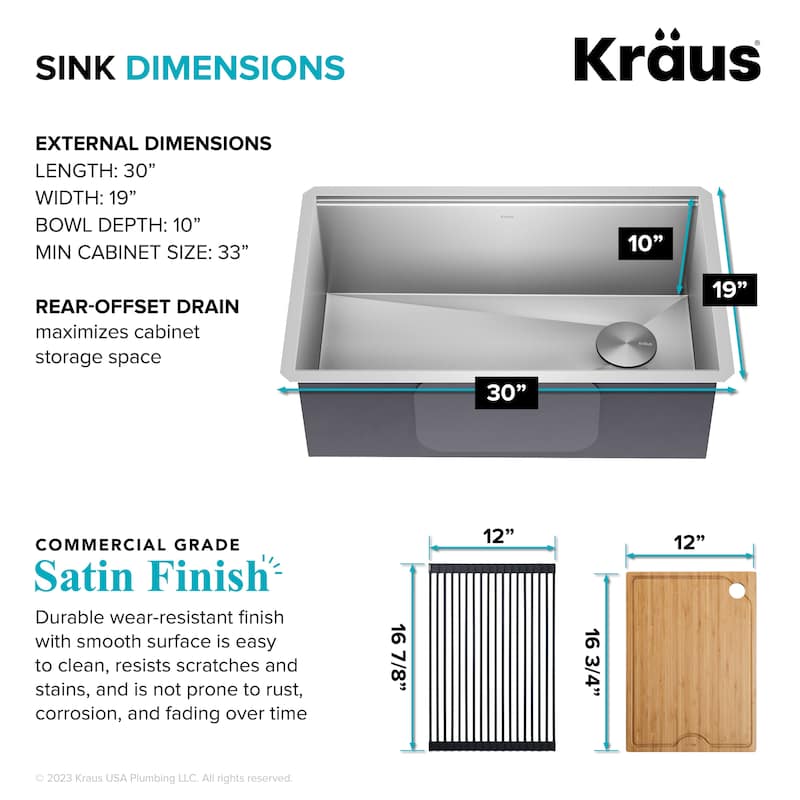 KRAUS Kore Workstation Undermount Stainless Steel Kitchen Sink