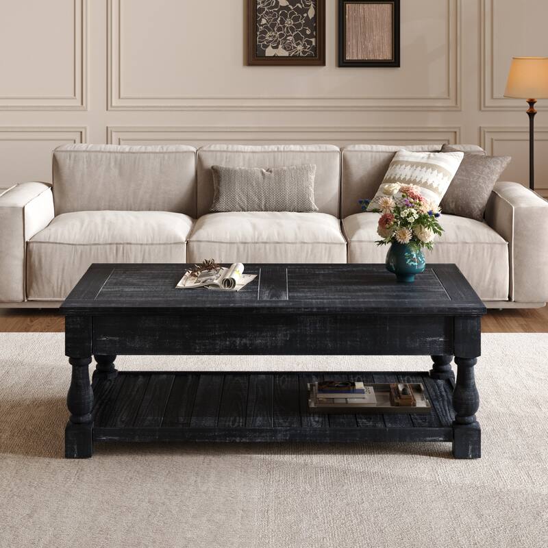 GDF Studio - Farmhouse Wooden Lift-Top Coffee Table with Storage