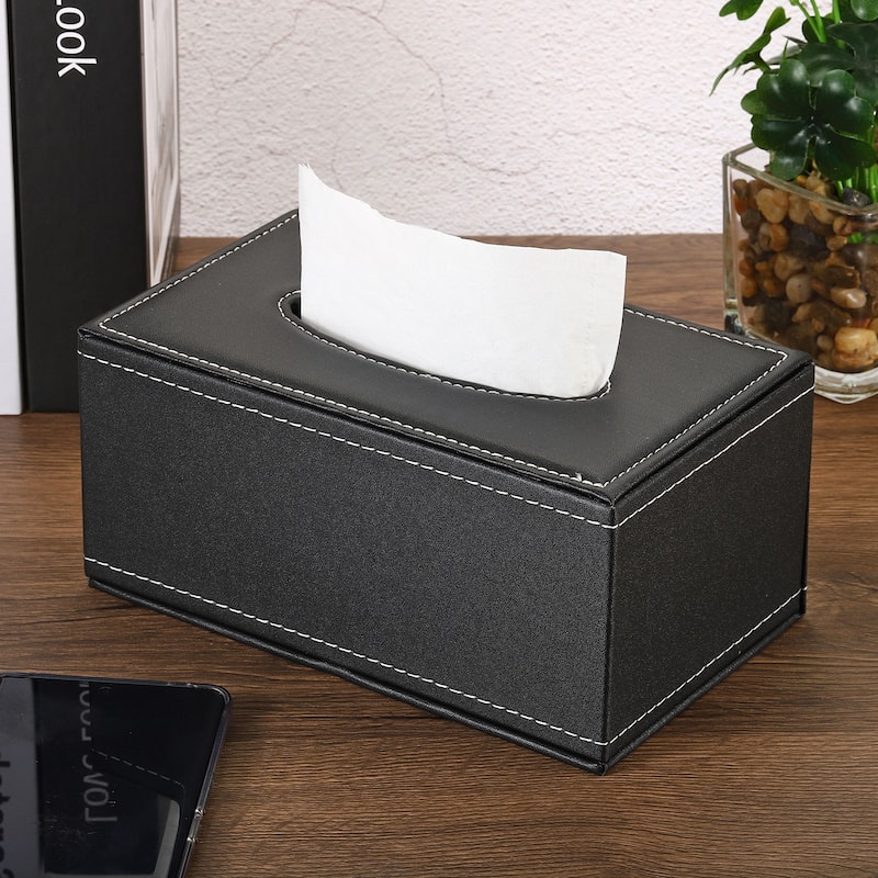 7.9x4.7x3.7" Tissue Box Cover, PVC Leather Waterproof Napkin Dispenser