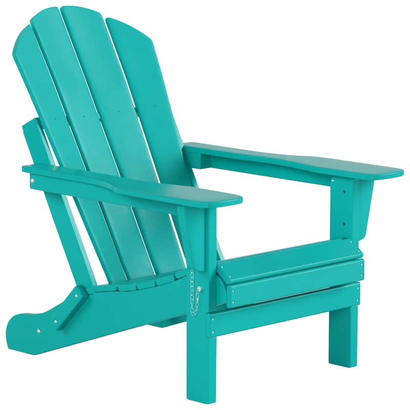 Polytrends Laguna Hdpe All Weather Outdoor Patio Foldable Adirondack Chairs With Side Table (3-Piece Set)