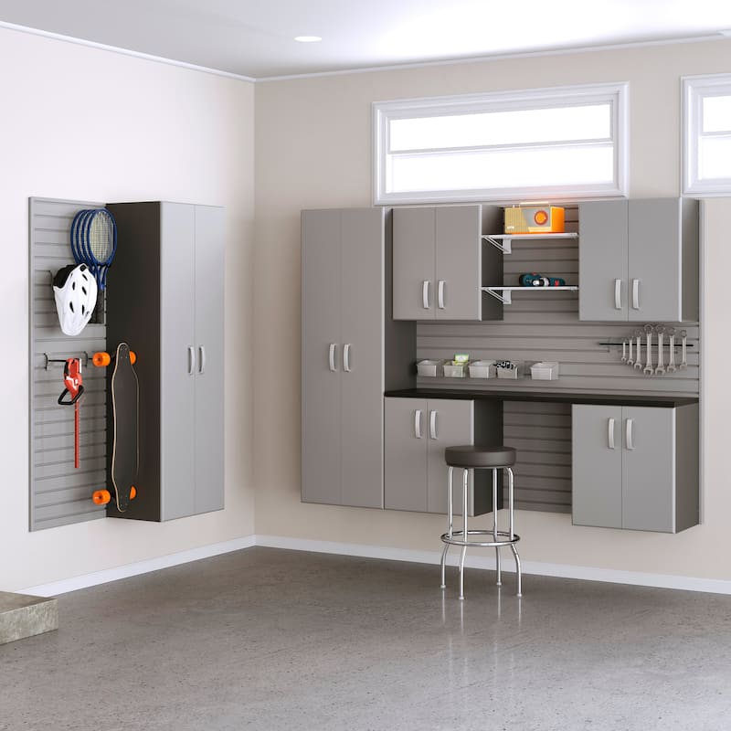 Flow Wall 7 Piece PVC Indoor Cabinet and Shelf Set