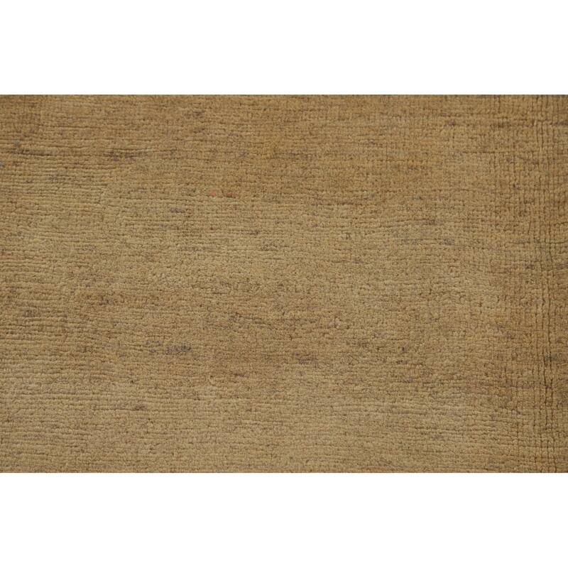 Beige Gold Gabbeh Oriental Area Rug Hand-Knotted Wool Carpet - 5'9" x 8'4"