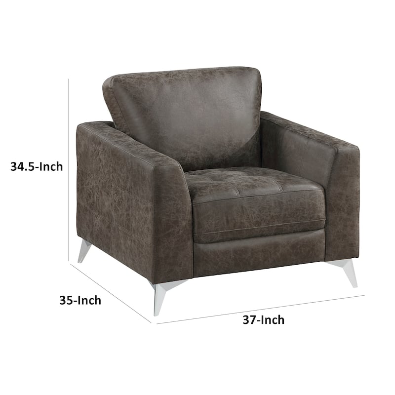 Casie Accent Armchair, Brownish Gray Microfiber Foam, Chrome Legs
