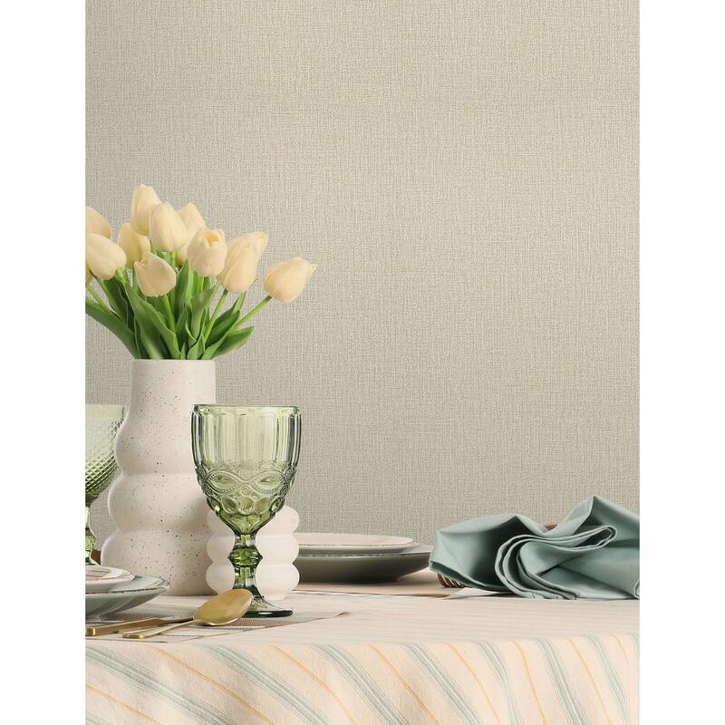 Chesapeake Sonia Beige Faux Linen Wallpaper