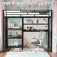 preview thumbnail 2 of 11, Twin Size Loft Bed with Desk, Whiteboard & Shelves - Metal Frame,Space-Saving Design,Black