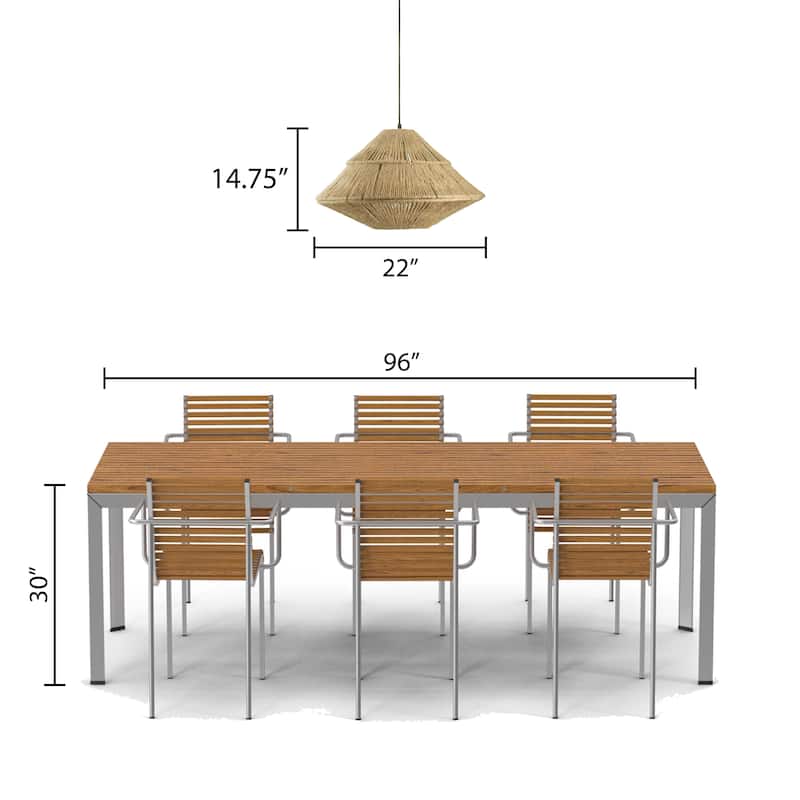 Zoey River of Goods Tan and Black Jute and Metal 22-Inch Pendant Light with Adjustable Hanging Cord - 22"x 22"x 16.75/75.75"