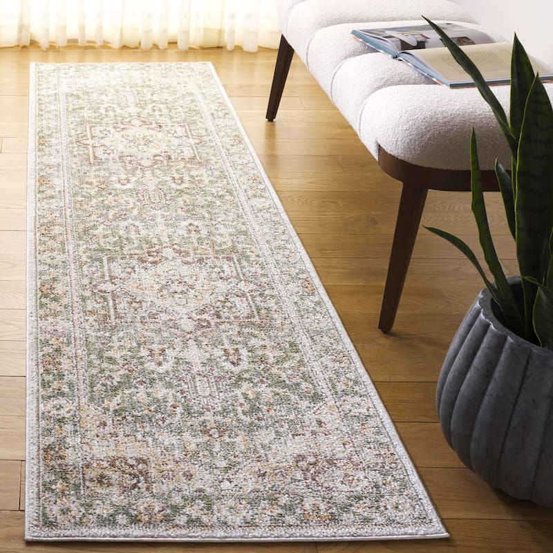 SAFAVIEH Hazel Liridona Traditional Oriental Rug - 2'2" x 7' Runner - Green/Brown