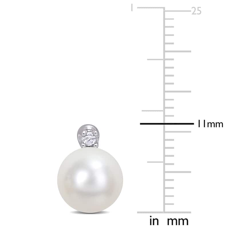 Miadora 8-8.5mm Cultured Freshwater Pearl Diamond Accent Stud Earrings Sterling Silver