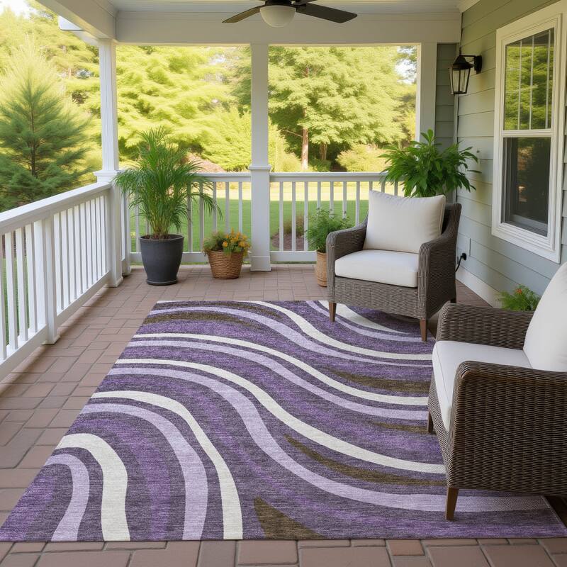 Machine Washable Indoor/ Outdoor Traditional Mimi Chantille Rug - Plum - 9' x 12'