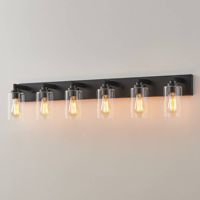 KAWOTI 6-light Bathroom Vanity Light with Clear Glass Shade