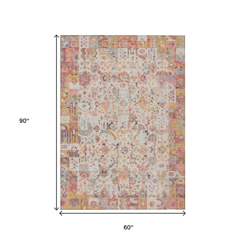 HomeRoots Patchwork Traditional Rectangle Outdoor Rug