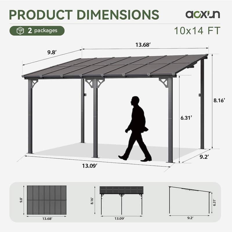 10'x10' & 10'x 14' Wall Mounted Gazebos Pergola on Clearance