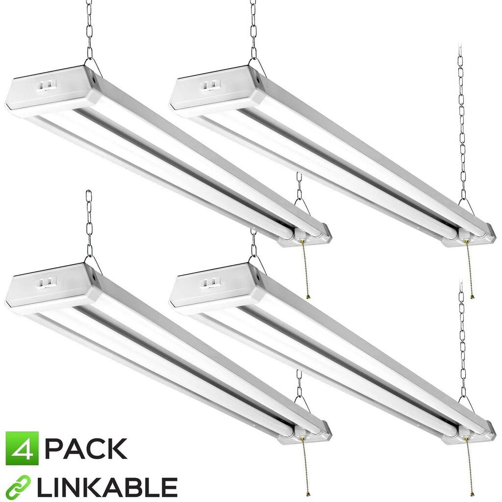 MaxLite 4FT Utility LED Shop Light Linkable, 4300lm, Daylight 5000K, Pull Chain On/Off, 42W Garage Light 4 Pack
